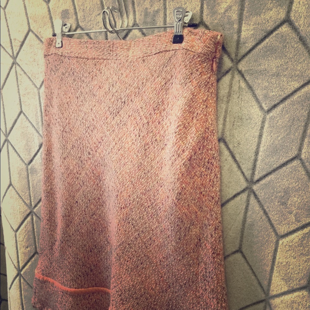 Pink Tweed Knee Length Skirt